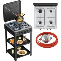 HOMELUX Gaskocher Campingkocher, 3/4/5 Flammig Gasherd Kochfeld, Campingkocher mit 1,5M Anschlussschlauch und Druckminderer 50 mbar