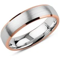 Vivo Silberring Bicolor aus gebürstetem Silber und roségoldenen Rändern R8598