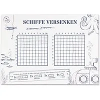 Bow & Hummingbird Spiel Spielblock Schiffe versenken, Gesellschaftsspiel, 100 % Recyclingpapier