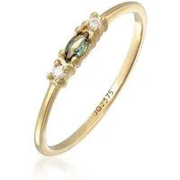 Elli Premium Fingerring Vintage Zirkonia Marquise synth. Saphir 375 Gelbgold