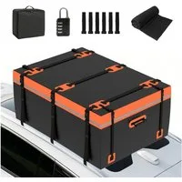 Puluomis Dachbox Auto 600L Faltbar Wasserdicht mit Türhaken, Schloss, 8 robuste Gurte, (500D Dachtasche Dachkoffer, für Autos mit/ohne Gepäckträger)