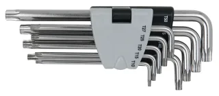 KS Tools EDELSTAHL Torx-Winkelstiftschlüssel mit Bohrung, lang, 9-tlg - 964.0620