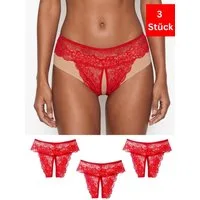 Elegant Love Slip-Ouvert Damenslip Höschen mit offenem Schritt, Spitze-Tanga, Sexy Unterwäsche (3-St) Dessous in Spitzenoptik, Lingerie für Damen
