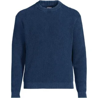 Baumwoll-Pullover im Waffelstrick DRIFTER für Herren, Herren, size: regular, Blau, Baumwolle, by Lands' End