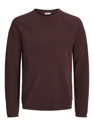JACK&JONES - JJEHILL KNIT CREW NECK NOOS Bitter Chocolate - Gr. - M