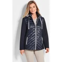 GOLDNER Outdoorjacke Steppjacke mit abnehmbarer Kapuze Modische Outdoorjacke mit Stehkragen und Jersey-Einsätzen