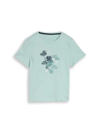 Tom Tailor - T-Shirt mit Print blue haze - Gr. - S