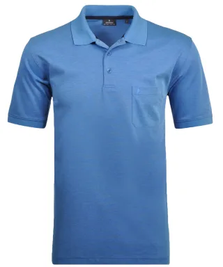 RAGMAN - Softknit-Poloshirt uni, mit Brusttasche Aqua - Gr. - L