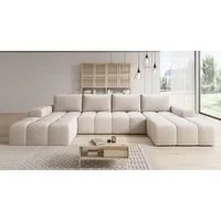 PROMETO Möbel Ecksofa Couch U-Form, Sofa U-Form Teddy-Bouclé, Web oder Cord-Stoff Cento
