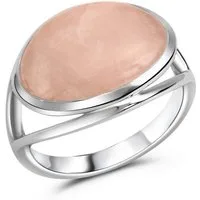 CELESTA Fingerring Silber 925 rhodiniert mit echtem Rosenquarz