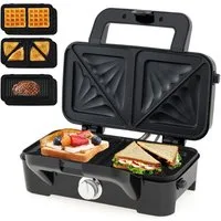 COSTWAY 3-in-1-Sandwichmaker, 1200 W, Waffeleisen, Panini-Presse, 6 Platten