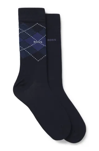 BOSS Socken "2P RS Argyle CC" Packung, 2er Pack, 2 Stk. tlg. mit BOSS Schriftzug