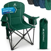 Nordmut Campingstuhl Klappstuhl faltbar, Outdoor Strand Angeln Garten, 200 kg, Armlehne (Spar-Set, 1 St), Kühltasche, Getränkehalter, breite Sitzfläche, gepolstert, wetterfest