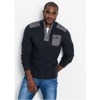 bonprix Troyer aus Grobstrick, Web-Einsätze, mit Stehkragen und Zipper, Regular Fit