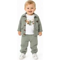 Lorey Medtec Neugeborenen-Geschenkset Baby Jungen Outfit, 3er Set: Jacke, Langarmshirt, Hose, 100% Baumwolle (Jacke + Langarmshirt + Hose)