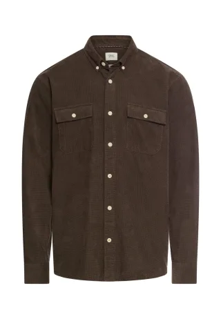 camel active - Langarmhemd mit aufgesetzten Taschen dark brown - Gr. - XXL