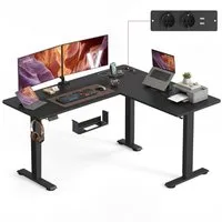 VASAGLE Schreibtisch Höhenverstellbarer Schreibtisch elektrisch (L-förmiger Eckschreibtisch), mit Ladestation, 160 cm, Memory-Funktion mit 2 Höhen