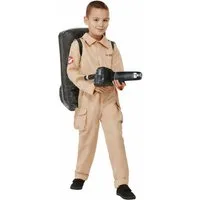 Smiffys Kostüm Ghostbusters Kostüm für Kinder, Offiziell lizenzierter Overall mit aufblasbarem Protonenstrahler