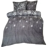 Leonado Vicenti Bettwäsche Winter flauschig warm, Fleece, 2 teilig, Thermofleece kuschelig weich, Sterne