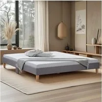 Homestyle4u Polsterbett 90x200 120x200 140x200 160x200 180x200 ohne Kopfteil Grau Futonbett (Set, mit Lattenrost), Doppelbett 180 x 200 cm