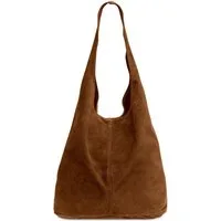Caspar Schultertasche große Damen Wildleder Tasche Hobo Bag - CLASSIC LINE - Modell No.767, angenehm leicht, ohne Innenfutter, mit Sicherheitsfach, 100% Echtleder
