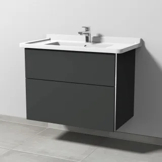 Sanipa 3way Waschtischunterbau zu Duravit Starck 3 Waschtisch mit 2 Auszügen, Graphit-Matt BP7111B