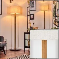 hofstein Stehlampe Stehlampe mit Holzfuß und Schirm aus Stoff, ohne Leuchtmittel, Boho-Style, skandinavisches Design (40 cm), Fußschalter, 1 x E27