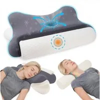 Esun Nackenstützkissen Kopfkissen, 2 in 1 Nackenstützkissen, Ergonomisches Schlafkissen, Füllung: Kissenbezug besteht aus 18% Elasthan und 82% Nylon, Ruckenschlafer, Bauchschlafer, Seitenschlafer, Set, Kissen vom OEKO-TEX® und CertiPUR Getestet, für 