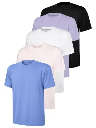 Kruze | Damen Rundhals T-Shirts (5er Pack) - SCH/WBL/ROSA/VIO/WHT