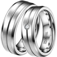 DOOSTI Trauring Schmuck Geschenk Edelstahl Trauring Ehering Partnerring LIEBE, Made in Germany - wahlweise mit oder ohne Zirkonia
