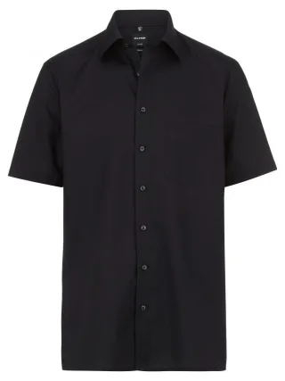 OLYMP - Modern fit: Kurzarmhemd schwarz - Gr. - 37