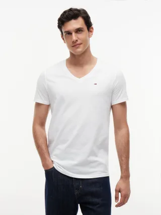Tommy Jeans (PVH Group) - TJM ORIGINAL JERSEY V NECK TEE CLASSIC WHITE - Gr. - XXL