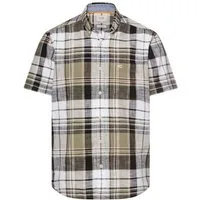 camel active Kurzarmhemd Kurzarm, kariertes Design, normale Passform, mit Button-down-Kragen