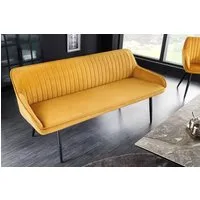 riess-ambiente Sitzbank TURIN 160cm senfgelb/schwarz – Samt, Metallbeine, mit Armlehne (Einzelartikel, 1-St), mit Ziersteppung & Sitzkomfort – ideal für Ess- oder Wohnzimmer