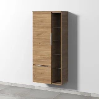 Sanipa 3way Stauraumschrank mit 1 Tür, 1 Auszug und offenen Fächern, Eiche-Kansas UM18259