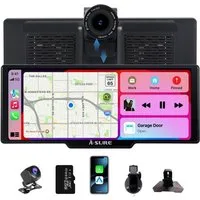 A-Sure 10.26" HD Auto Display Car Display Wireless Apple CarPlay Android Auto Navigationsgerät (4K-Frontkamera/10.26" IPS Bildschirm( 1600*600) /64GB Rom TF Card)