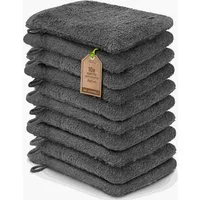NatureMark Waschhandschuh 10er-Set Frottier Waschhandschuhe, 100% Baumwolle (10-St), Premium Frottier Waschhandschuhe, 15x21cm, Anthrazit grau
