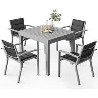 HOMALL Gartentisch Garten-Essgruppe 160/260cm Aluminium Ausziehtisch und Gartenstuhl (Verdicktes Aluminium, wasserdicht und rostfrei Multi-Größe Multi-Farbe Verschiedene Verpackungen erhältlich)