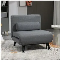 HOMCOM Sessel Schlafsofa, Klappmatratze, Bett, Gästebett (Klappbett, 1-St., Schlafsessel), für Wohnzimmer, Dunkelgrau