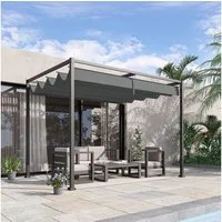 Outsunny Pergola mit Schiebedach, (Pavillon, 1-tlg., Terrassenüberdachung), für Garten, Balkon, Grau