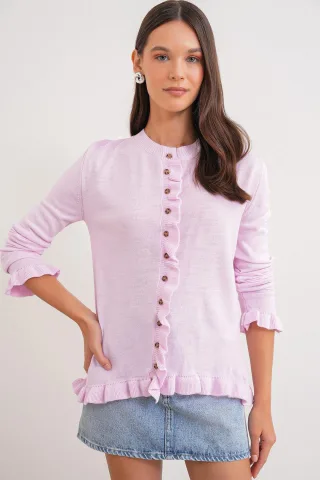 Rüschengestrickter Cardigan