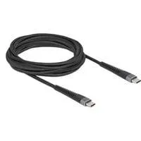 USB 2.0 Kabel, USB-C Stecker > USB-C Stecker mit verlängertem Knickschutz schwarz, 3 Meter, PD 3.0, Laden mit bis zu 60 Watt