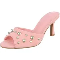 Ital-Design Damen Pantoletten Pumps mit Nieten und Stilettoabsatz Pantolette (91742654) Pfennig-/Stilettoabsatz Sandalen & Sandaletten in Rosa