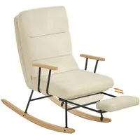 SONGMICS Schaukelsessel Schaukelstuhl mit Holzgestell, verstellbar, Schaukelstuhl, mit Massivholzfüßen, Schaukelsessel, für Schlafzimmer