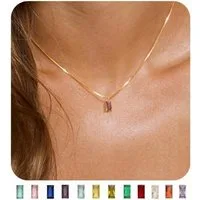 LuxusKollektion Kette mit Anhänger Halskette Damen 14K Vergoldet 925 Silber Geburtsstein Gold-07.Juli
