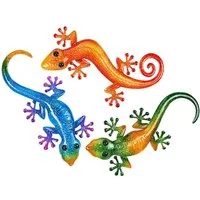 Kobolo Wandbild 3er Set Wand-Deko Gecko Gekko Eidechse - Metall
