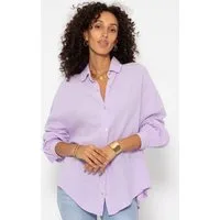 SASSYCLASSY Longbluse Oversize Musselin Bluse Damen kurz Langarm Elegant Hemdbluse lang aus Baumwolle mit V-Ausschnitt, One Size (Gr. 36-48)