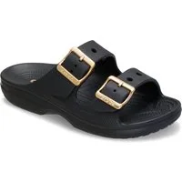 Crocs Saturday Metallic Buckle Sandal W Pantolette Sommerschuh, Urlaubsschuh, Strandschuh, Schlappen mit Schnallen
