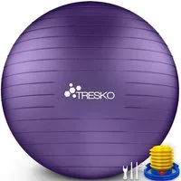 TRESKO Gymnastikball mit GRATIS Übungsposter inkl. Luftpumpe Yogaball, BPA-Frei Sitzball Büro Anti-Burst inkl. Luftpumpe, Fitnessball