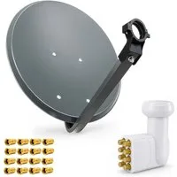PremiumX SAT Anlage 80cm Satellitenschüssel Octo LNB 16x F-Stecker SAT-Antenne